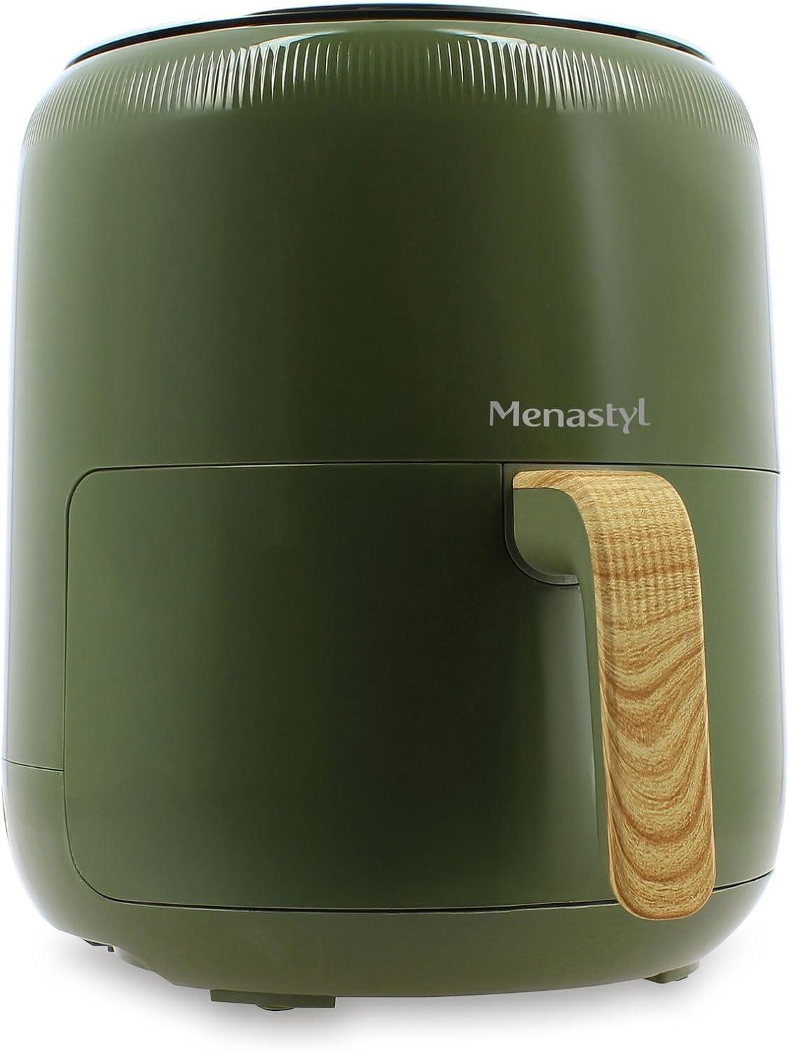 imageMENASTYL Friteuse sans huile air chaud Colorama Cladon sans PFAS 45L 8 programmes Temprature jusqu 200C Minuterie 1 heure Panier et grille compatibles lavevaisselle 6025001Olive