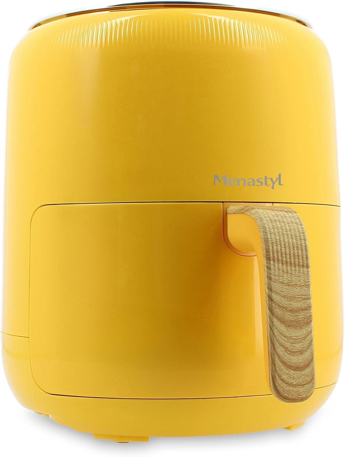 imageMENASTYL Friteuse sans huile air chaud Colorama Cladon sans PFAS 45L 8 programmes Temprature jusqu 200C Minuterie 1 heure Panier et grille compatibles lavevaisselle 6025001Safran