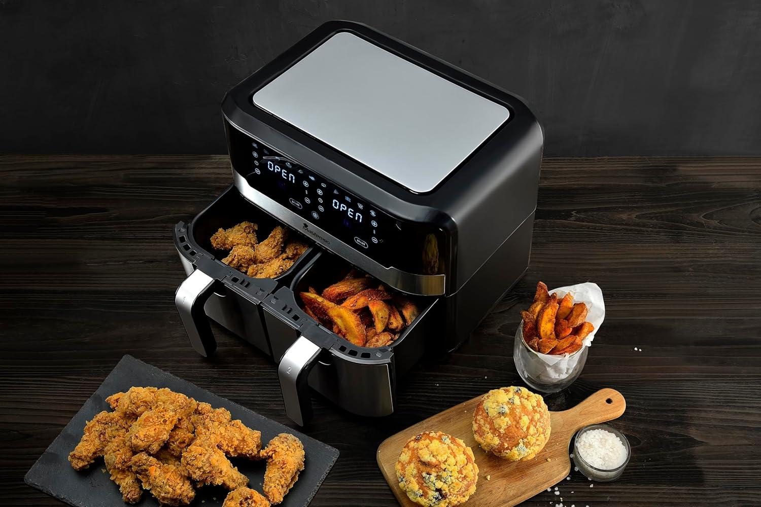 imageMasterPRO Rocket Duo 900 Friteuse sans Huile Noir Contenance 9 L et 2100 W Avec cran LED Tactile et Panier Antiadhsif Friteuse air 11 Fonctions en 1