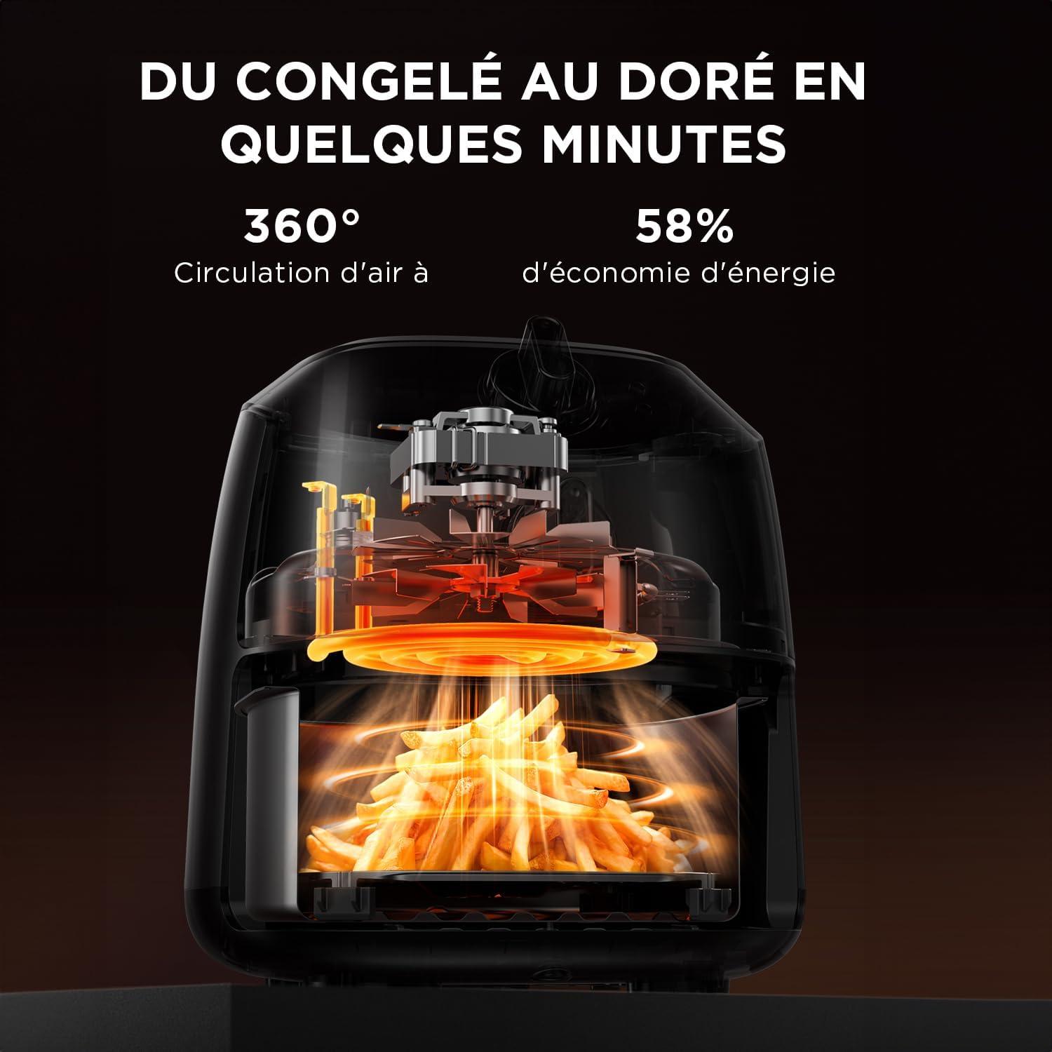 imageMidea Friteuse Air Chaud 2L Compacte 12 Programmes Air Fryer 80200C Panier Antiadhsif Lavable 1150W Sans BPA Idal Petites Cuisines NoirNoir Mat