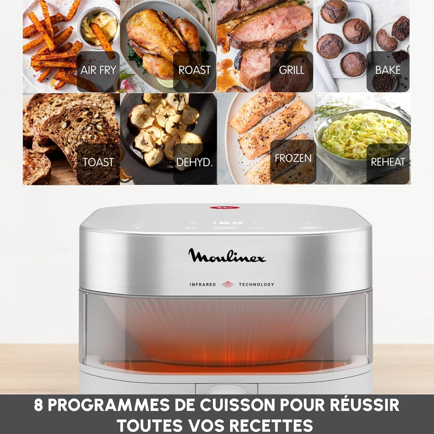 imageMoulinex Easy Fry Infrared 7L Air fryer Technologie infrarouge Exclusive plus rapide plus homogne Grande capacit EZ831GF0 Gris NubeGris Clair