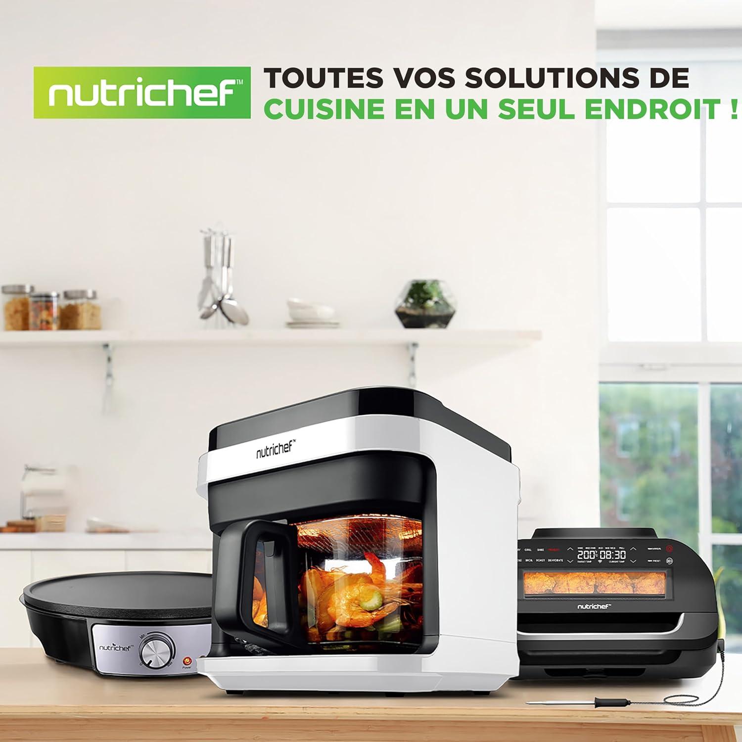 imageNutriChef Friteuse Air 58L 8 Modes Prrgls Bol Transparent Temprature et Temps Prcis Pour Crevettes Frites Ailes Poulet Blanc 2819Blanc