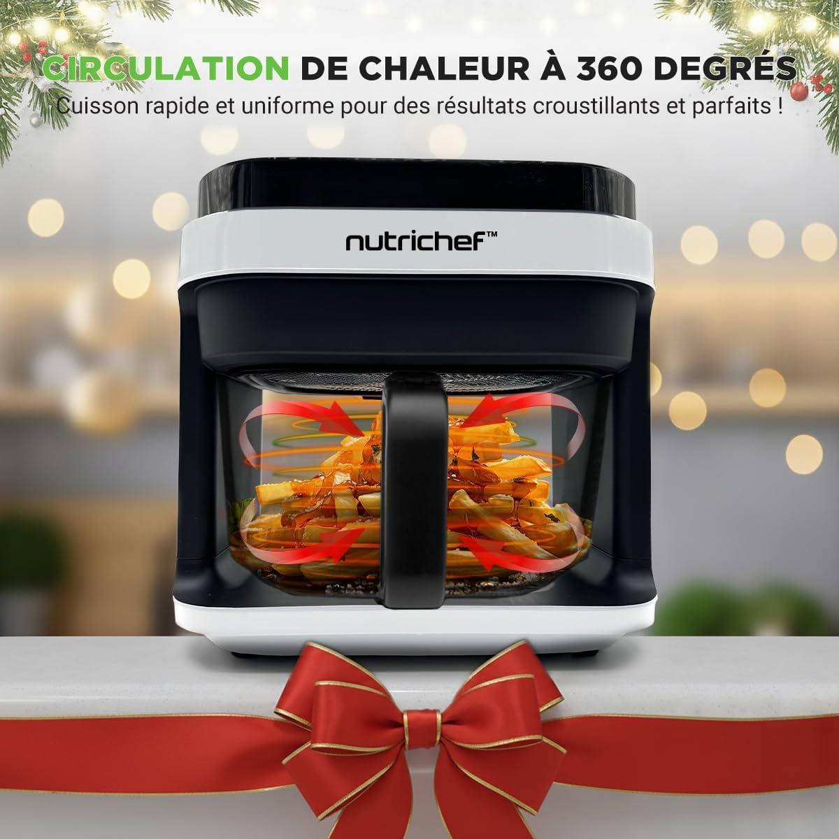 imageNutriChef Friteuse Air 58L 8 Modes Prrgls Bol Transparent Temprature et Temps Prcis Pour Crevettes Frites Ailes Poulet Blanc 2819Blanc