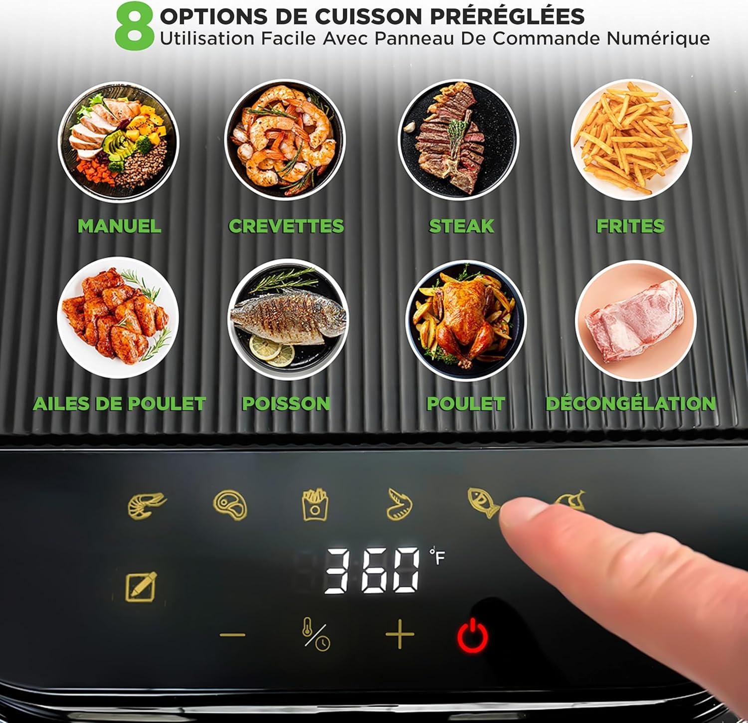 imageNutriChef Friteuse Air 58L 8 Modes Prrgls Bol Transparent Temprature et Temps Prcis Pour Crevettes Frites Ailes Poulet Blanc 2819Blanc