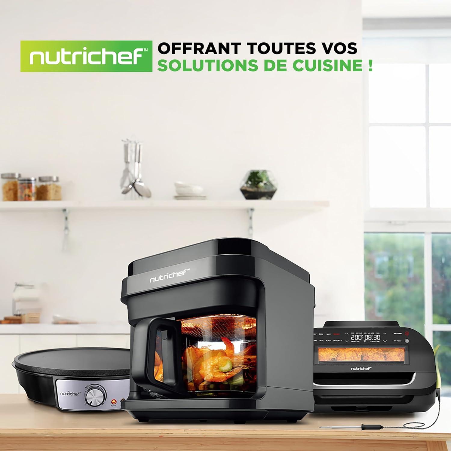 imageNutriChef Friteuse Air 58L 8 Modes Prrgls Bol Transparent Temprature et Temps Prcis Pour Crevettes Frites Ailes Poulet Blanc 2819Gris