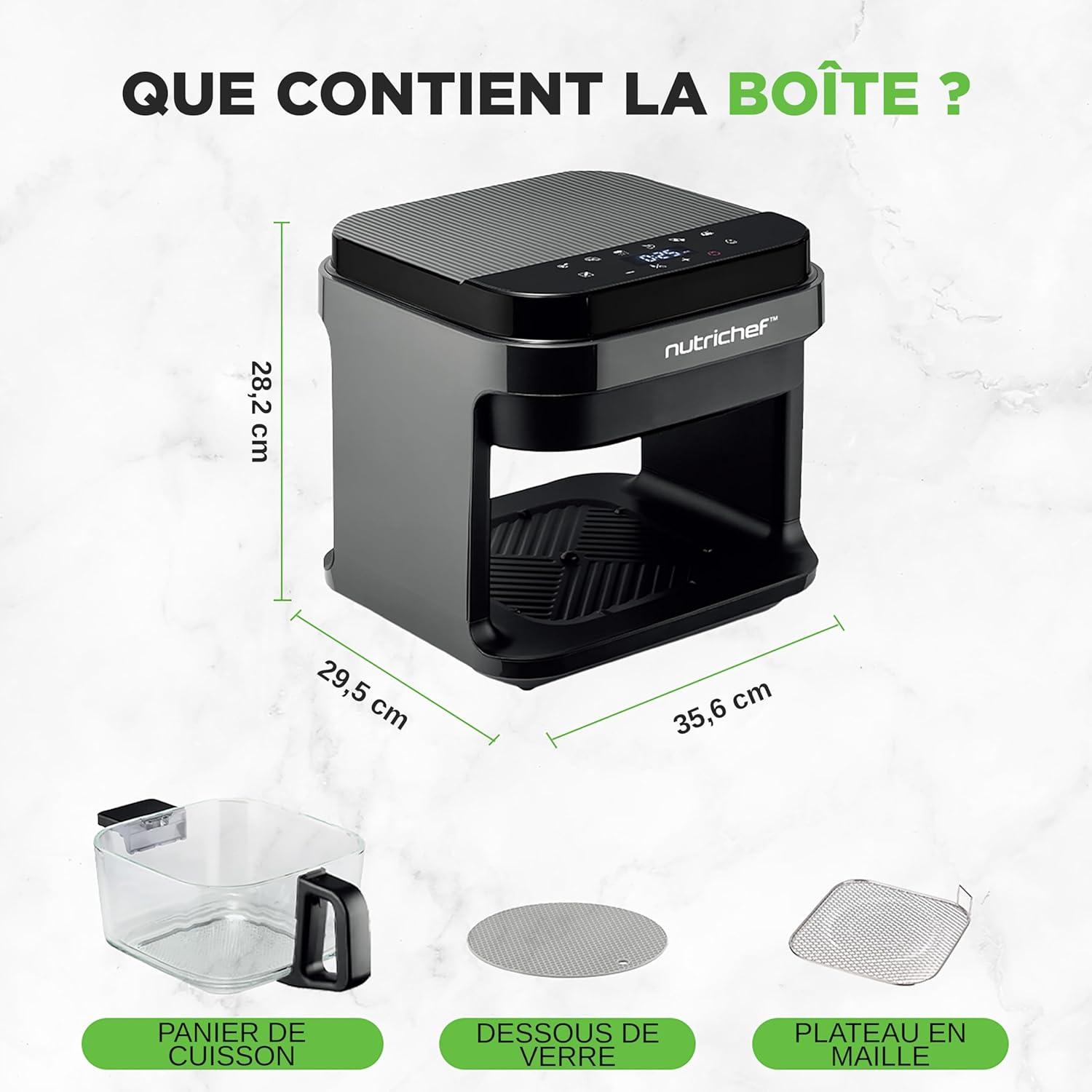 imageNutriChef Friteuse Air 58L 8 Modes Prrgls Bol Transparent Temprature et Temps Prcis Pour Crevettes Frites Ailes Poulet Blanc 2819Gris