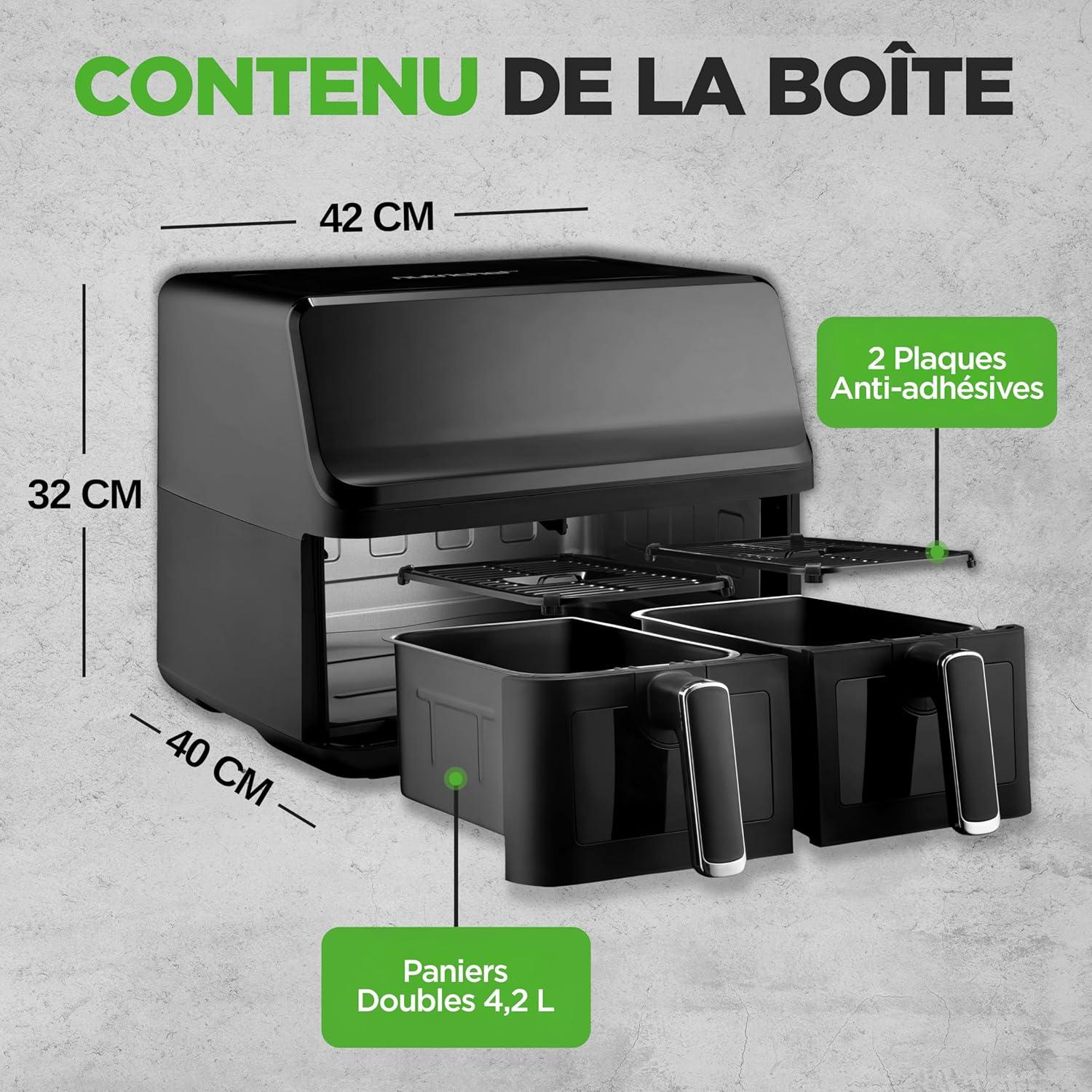 imageNutriChef Friteuse Air 58L 8 Modes Prrgls Bol Transparent Temprature et Temps Prcis Pour Crevettes Frites Ailes Poulet Blanc 2819Noir