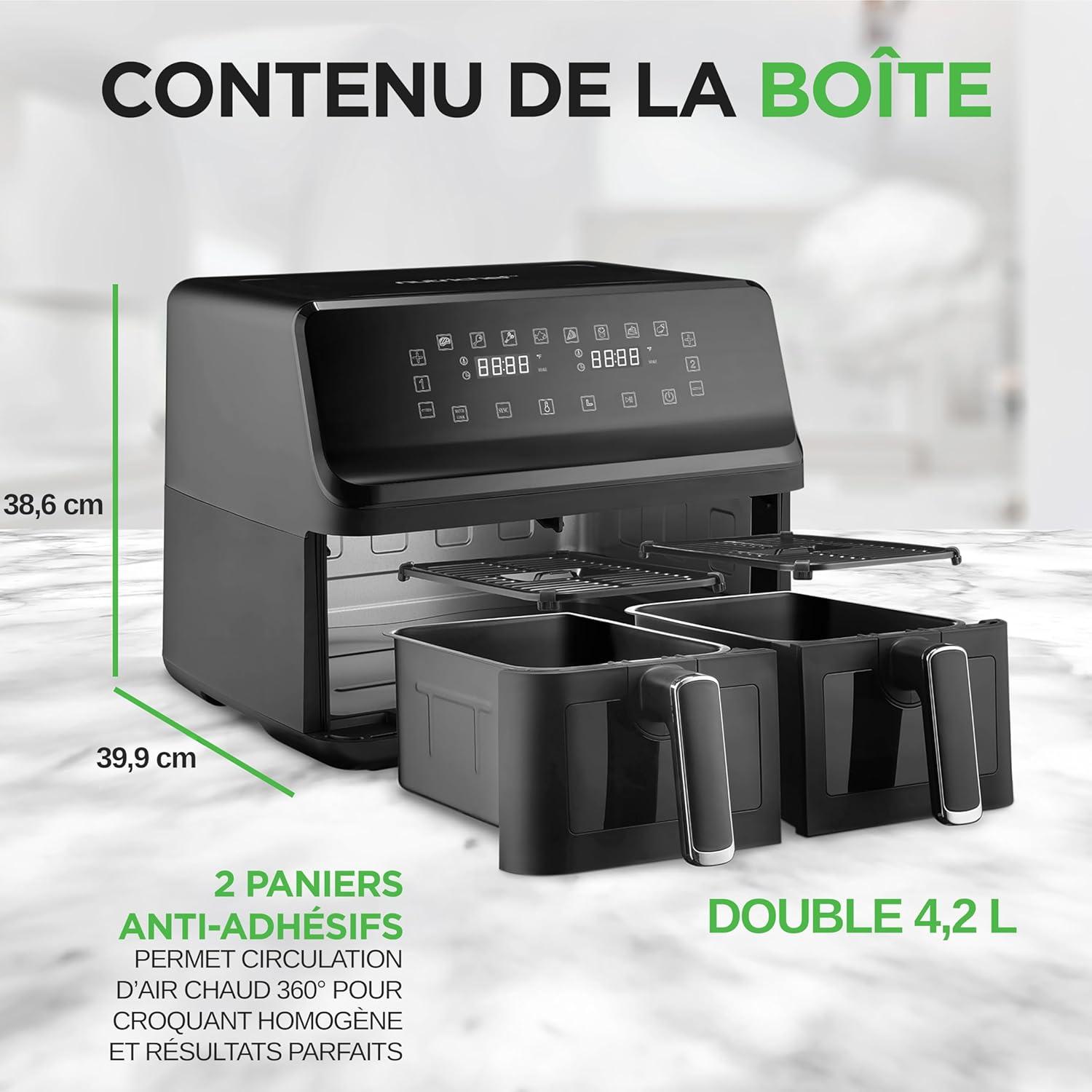 imageNutriChef Friteuse Air 58L 8 Modes Prrgls Bol Transparent Temprature et Temps Prcis Pour Crevettes Frites Ailes Poulet Blanc 2819Noir