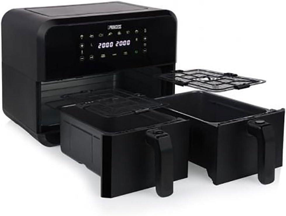 imagePrincess XXL friteuse sans huile double panier 11 L Sans BPA ni PFAS Fin de cuisson synchronise 8 programmes Hublot 2 400 W 1822762x4L