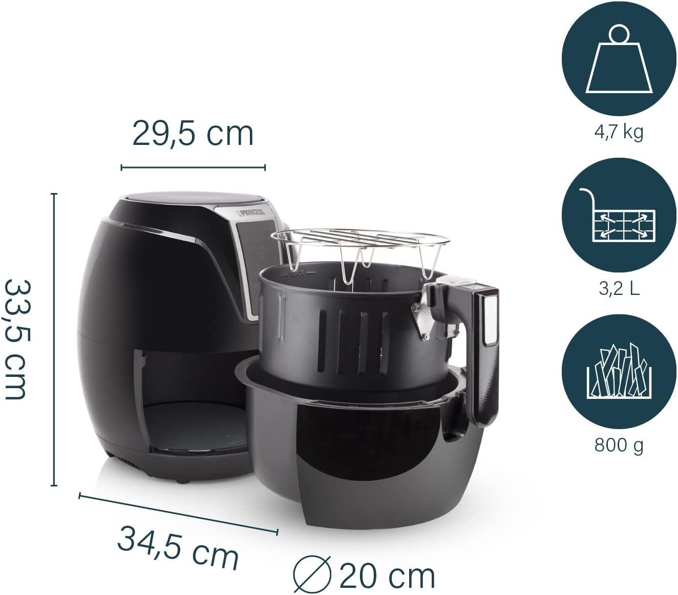 imagePrincess XXL friteuse sans huile double panier 11 L Sans BPA ni PFAS Fin de cuisson synchronise 8 programmes Hublot 2 400 W 1822763 2L