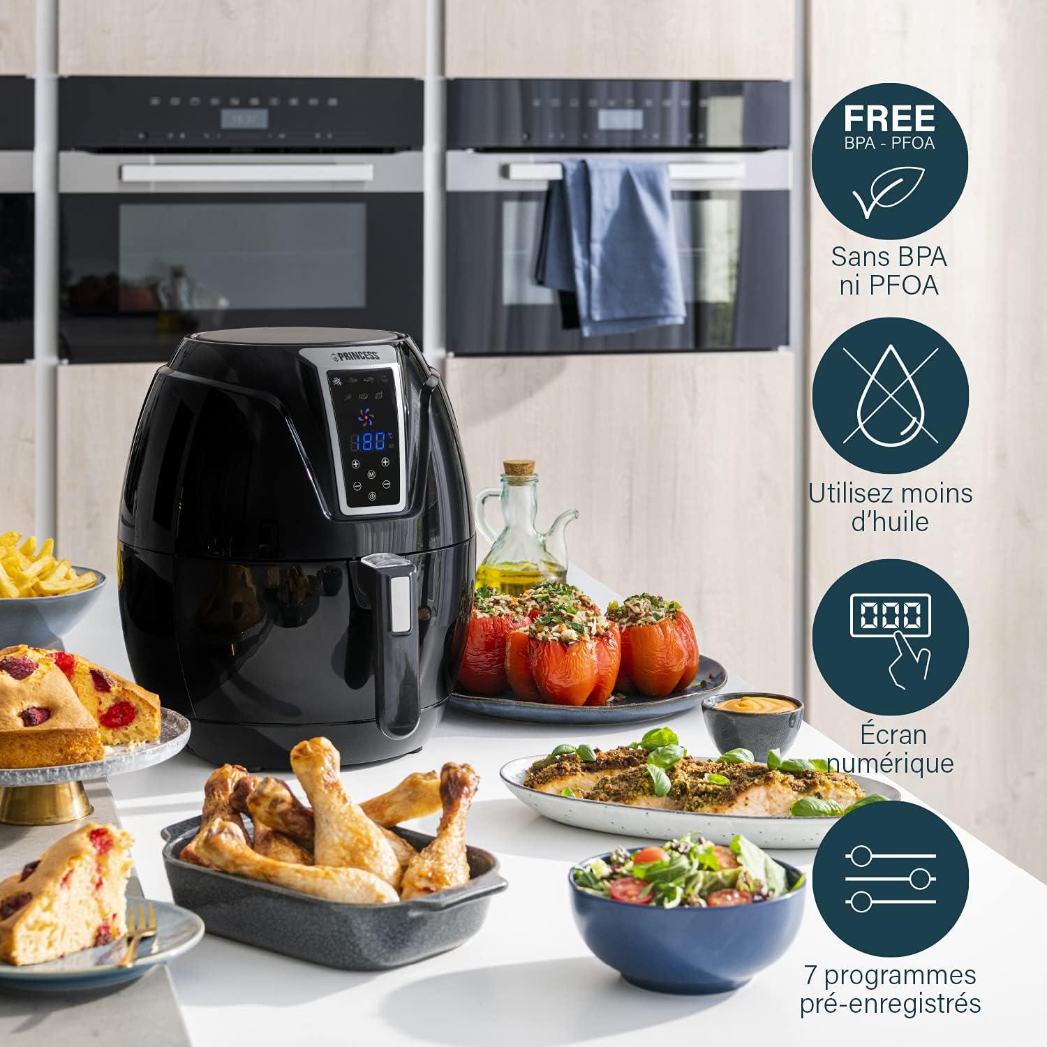 imagePrincess XXL friteuse sans huile double panier 11 L Sans BPA ni PFAS Fin de cuisson synchronise 8 programmes Hublot 2 400 W 1822763 2L