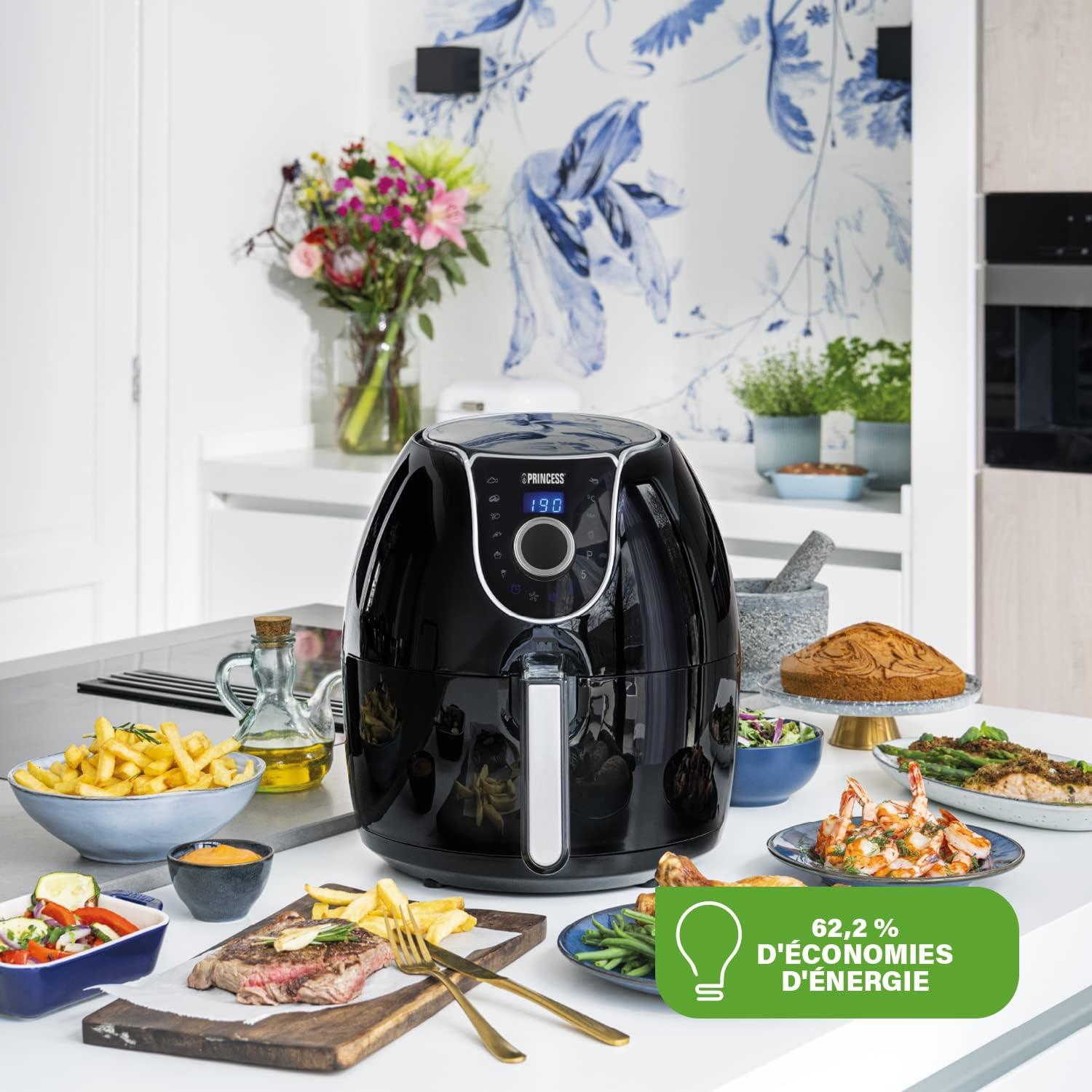 imagePrincess XXL friteuse sans huile double panier 11 L Sans BPA ni PFAS Fin de cuisson synchronise 8 programmes Hublot 2 400 W 1822765 2L