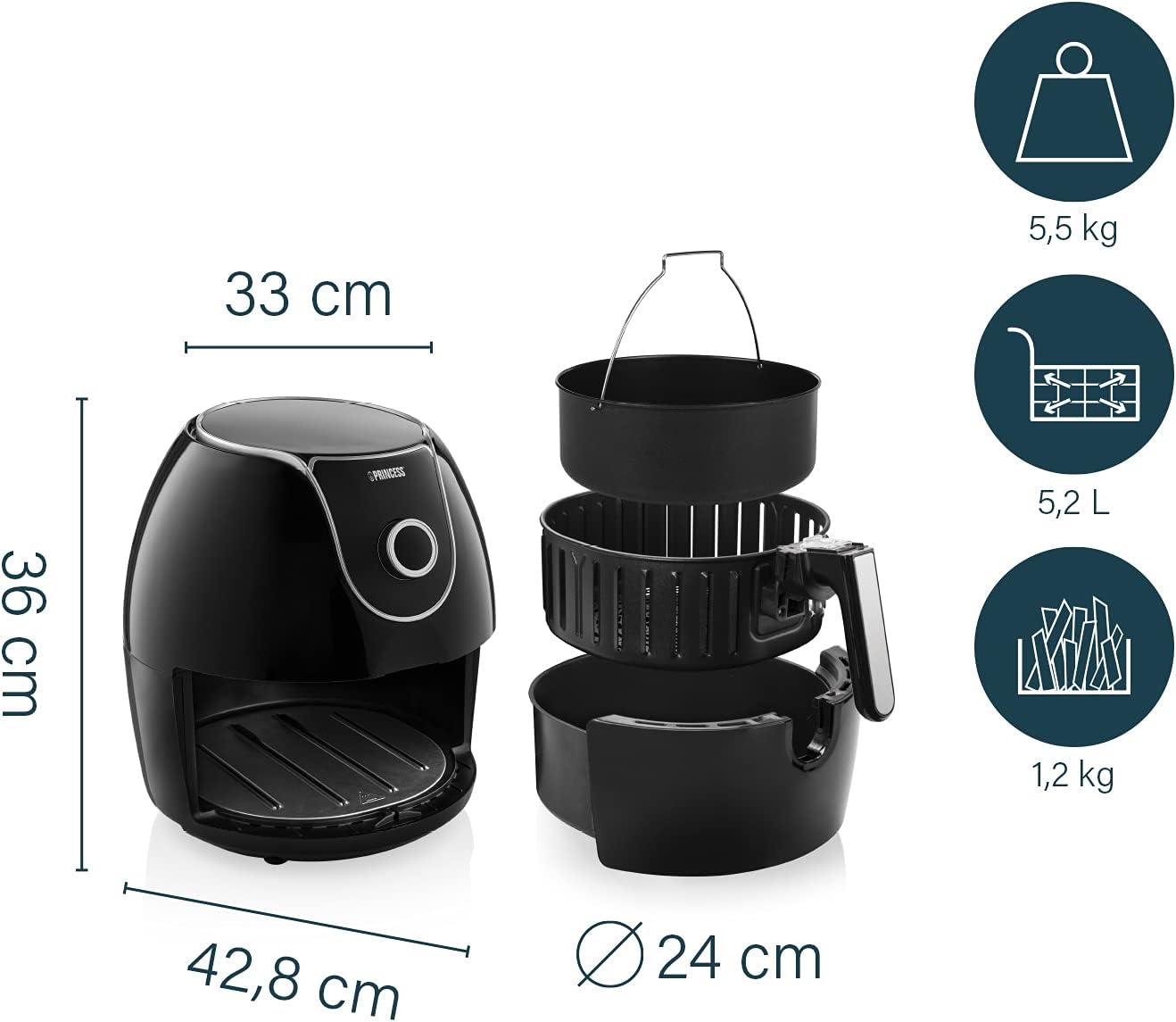 imagePrincess XXL friteuse sans huile double panier 11 L Sans BPA ni PFAS Fin de cuisson synchronise 8 programmes Hublot 2 400 W 1822765 2L