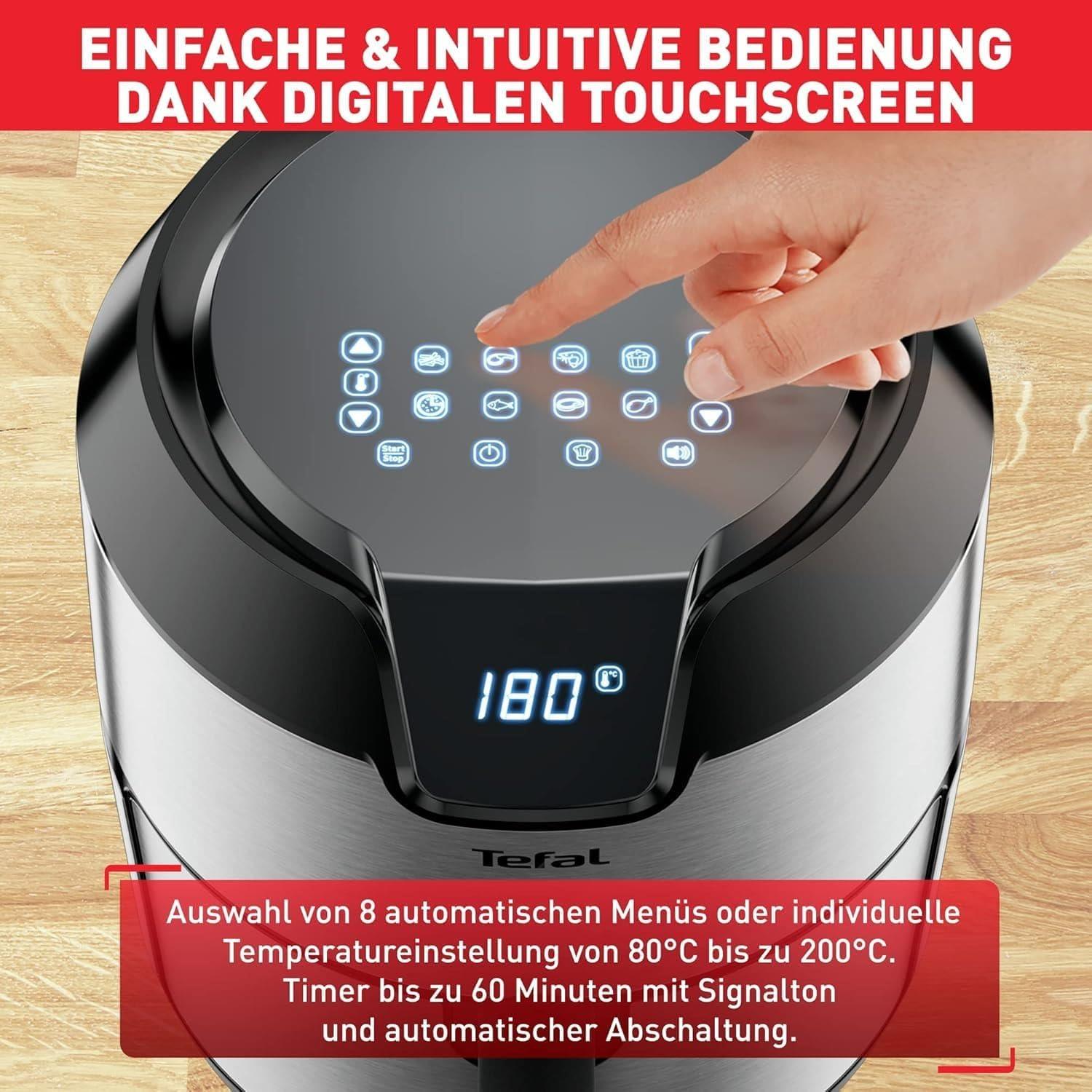 imageTefal EY401D Easy Fry Deluxe Friteuse Air Chaud 1500 W Capacit 42 l XL avec 6 Programmes Automatiques cran Numrique Minuterie Frites pour 6 Portions en Acier InoxydableNoirAcier InoxydableNoir