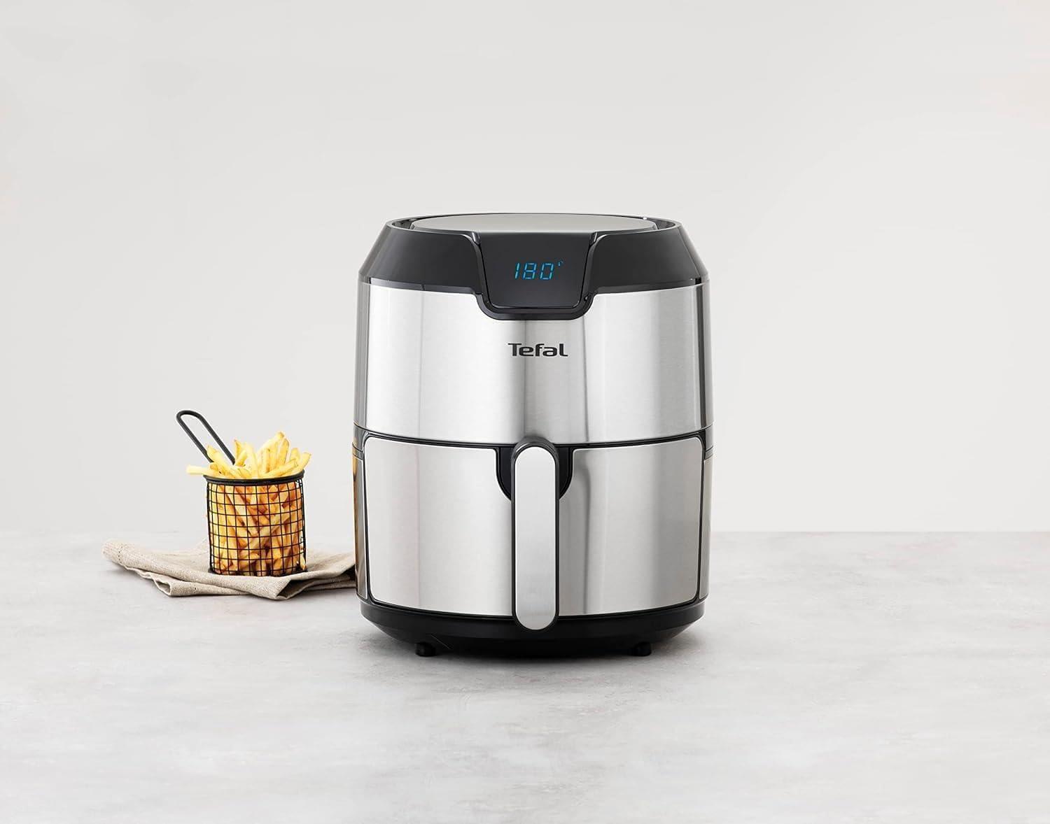 imageTefal EY401D Easy Fry Deluxe Friteuse Air Chaud 1500 W Capacit 42 l XL avec 6 Programmes Automatiques cran Numrique Minuterie Frites pour 6 Portions en Acier InoxydableNoirAcier InoxydableNoir