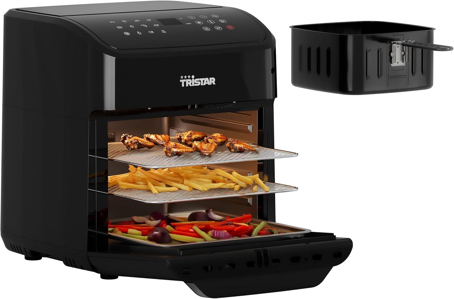 imageTristar Friteuse Air Numrique 8L Capacit 2000W cran Tactile LED 7 Programmes Manuel Fonction Prchauffage et Maintien au Chaud Rappel de Secouage Revtement Antiadhsif FR9418Avec hublot