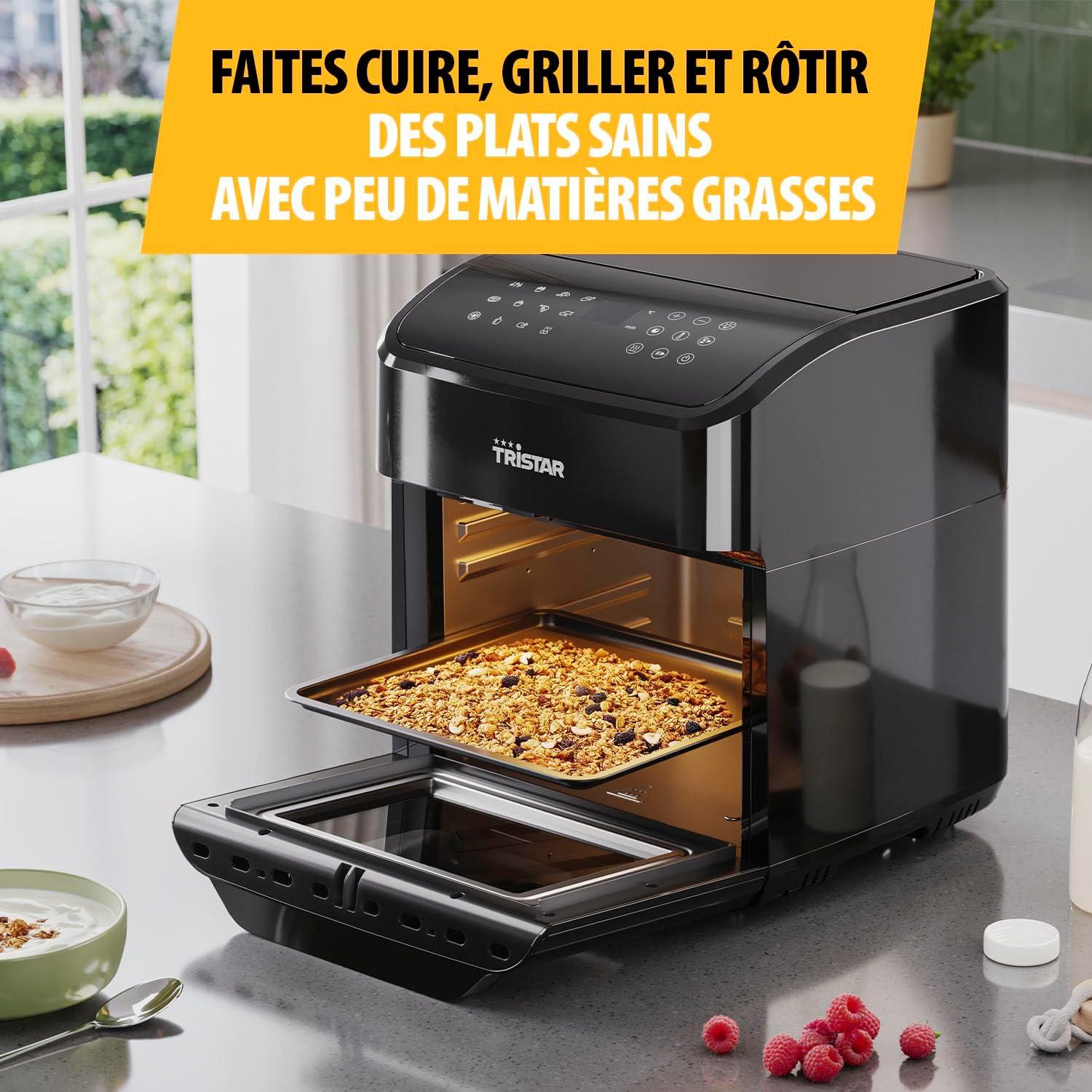 imageTristar Friteuse Air Numrique 8L Capacit 2000W cran Tactile LED 7 Programmes Manuel Fonction Prchauffage et Maintien au Chaud Rappel de Secouage Revtement Antiadhsif FR9418Avec hublot
