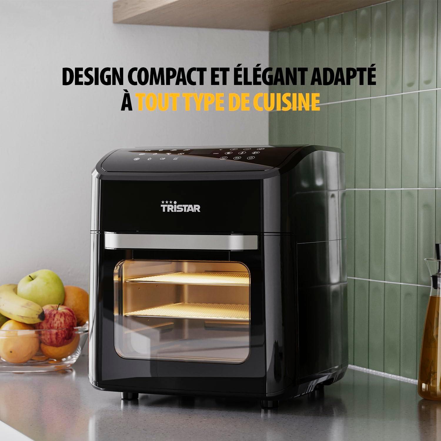 imageTristar Friteuse Air Numrique 8L Capacit 2000W cran Tactile LED 7 Programmes Manuel Fonction Prchauffage et Maintien au Chaud Rappel de Secouage Revtement Antiadhsif FR9418Avec hublot