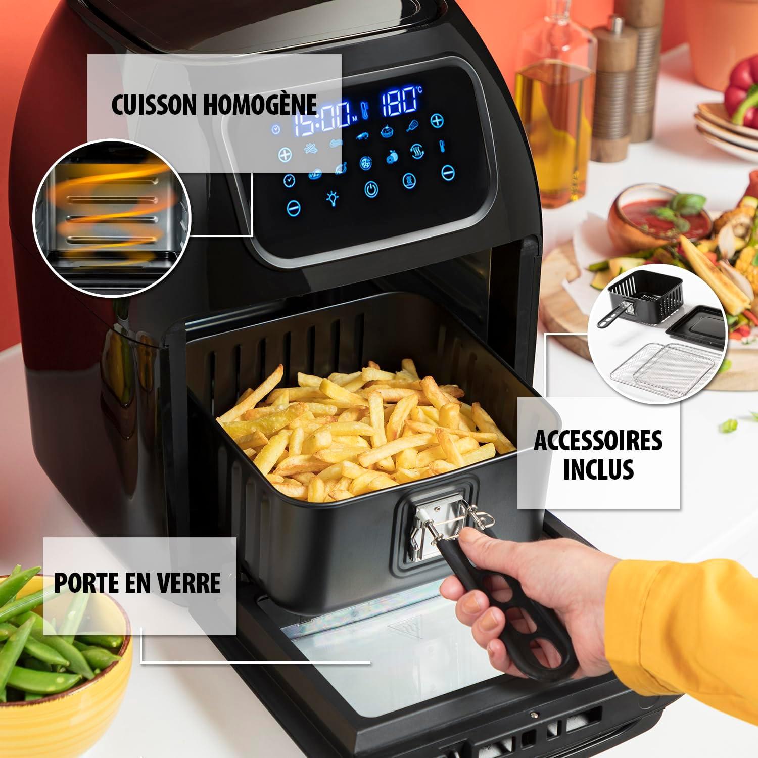 imageTristar Friteuse Air Numrique 8L Capacit 2000W cran Tactile LED 7 Programmes Manuel Fonction Prchauffage et Maintien au Chaud Rappel de Secouage Revtement Antiadhsif FR9418Avec hublot