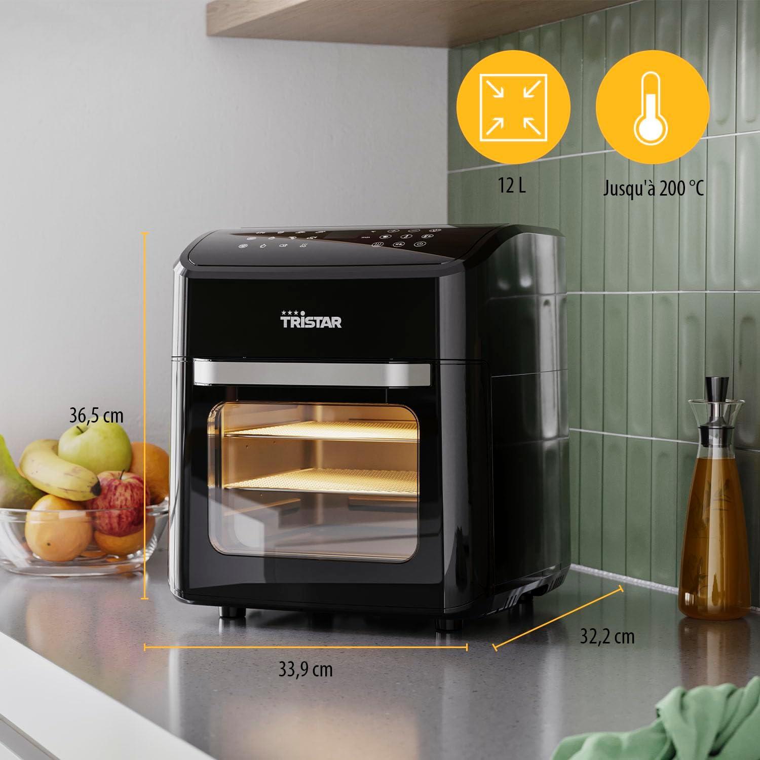 imageTristar Friteuse Air Numrique 8L Capacit 2000W cran Tactile LED 7 Programmes Manuel Fonction Prchauffage et Maintien au Chaud Rappel de Secouage Revtement Antiadhsif FR9418Avec hublot