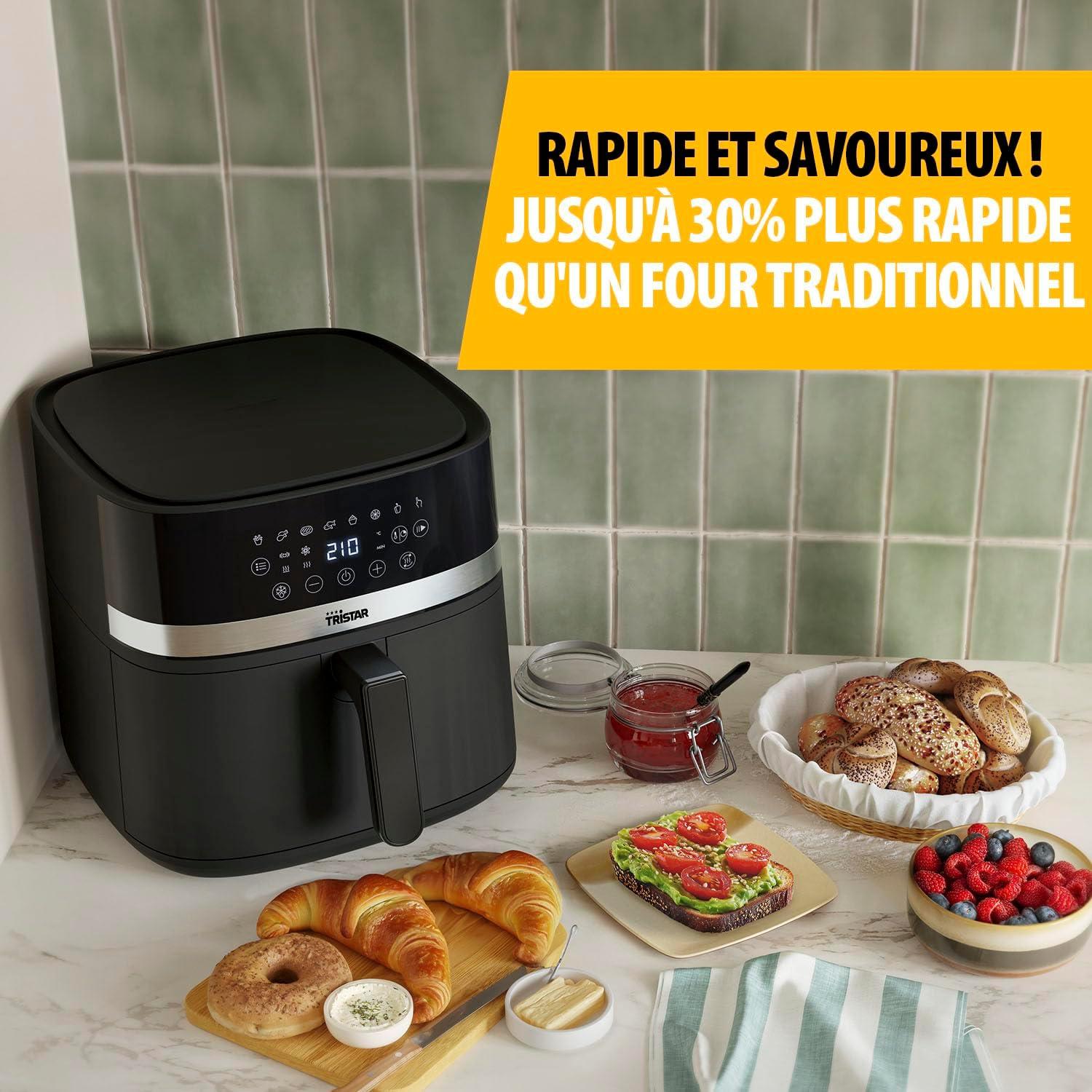 imageTristar Friteuse Air Numrique 8L Capacit 2000W cran Tactile LED 7 Programmes Manuel Fonction Prchauffage et Maintien au Chaud Rappel de Secouage Revtement Antiadhsif FR9418Sans hublot