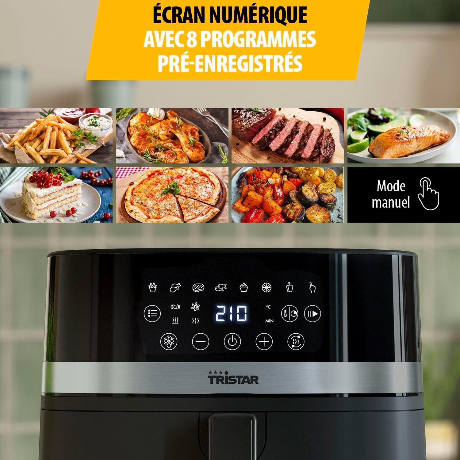 imageTristar Friteuse Air Numrique 8L Capacit 2000W cran Tactile LED 7 Programmes Manuel Fonction Prchauffage et Maintien au Chaud Rappel de Secouage Revtement Antiadhsif FR9418Sans hublot