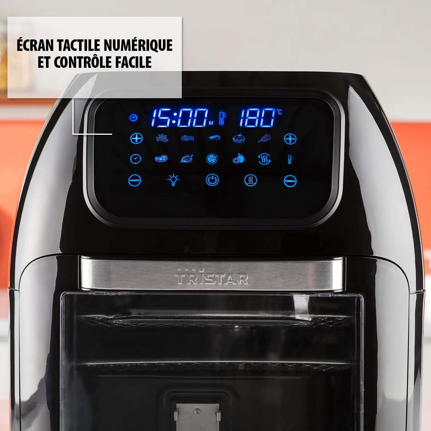 imageTristar Friteuse Air Numrique 8L Capacit 2000W cran Tactile LED 7 Programmes Manuel Fonction Prchauffage et Maintien au Chaud Rappel de Secouage Revtement Antiadhsif FR9418Avec hublot