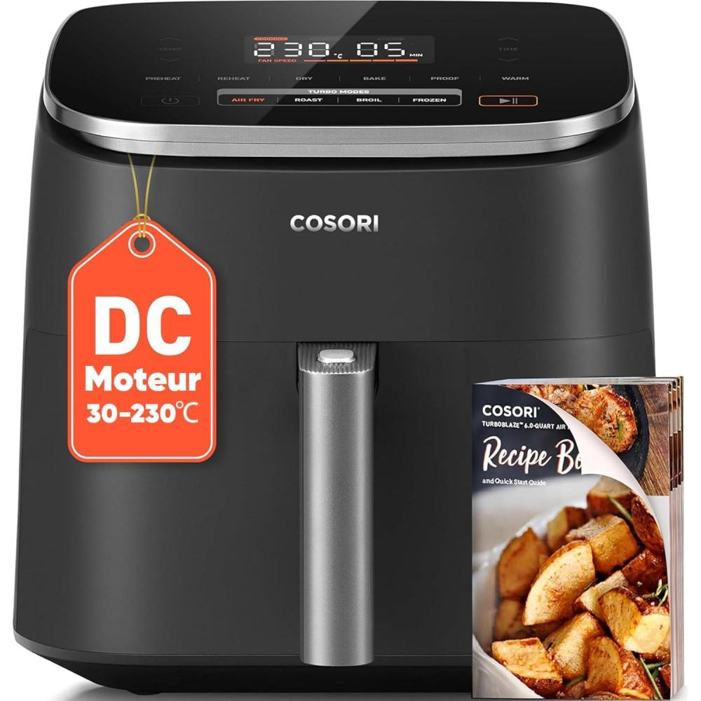 imageCOSORI Air Fryer 108L Turbo Tower ProFriteuse sans huile avec 100 en Cramique Double Stack Dual BlazeampampTurbo Blaze3 Niveaux Cuisson7 Fonctions de Cuisson68 dconomie dnergie300 Recettes6L
