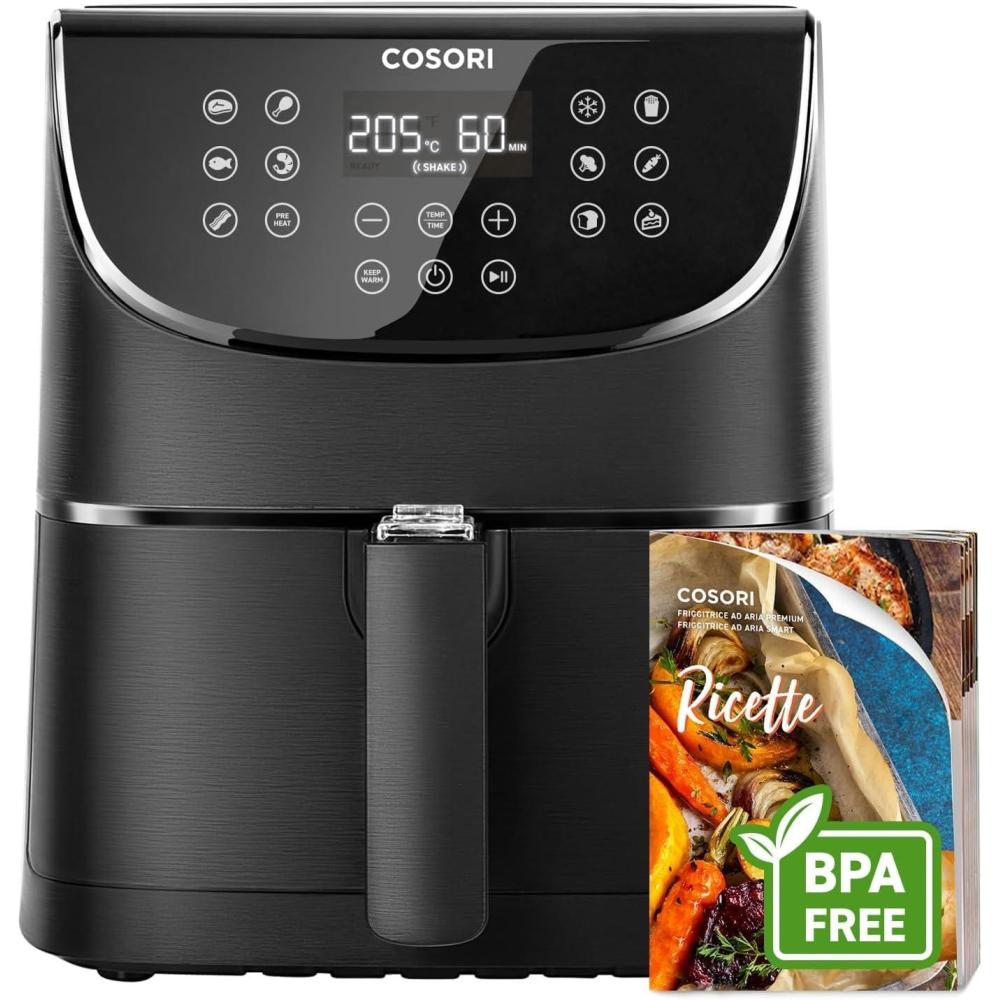 imageCOSORI Air Fryer DUAL BLAZE 64L Easy Fryer Avec Chauffage par le haut et le bas11EN1 Friteuse Sans Huile Parfect pour le Rgime Hyperprotin Gris FoncClassiqur 55L