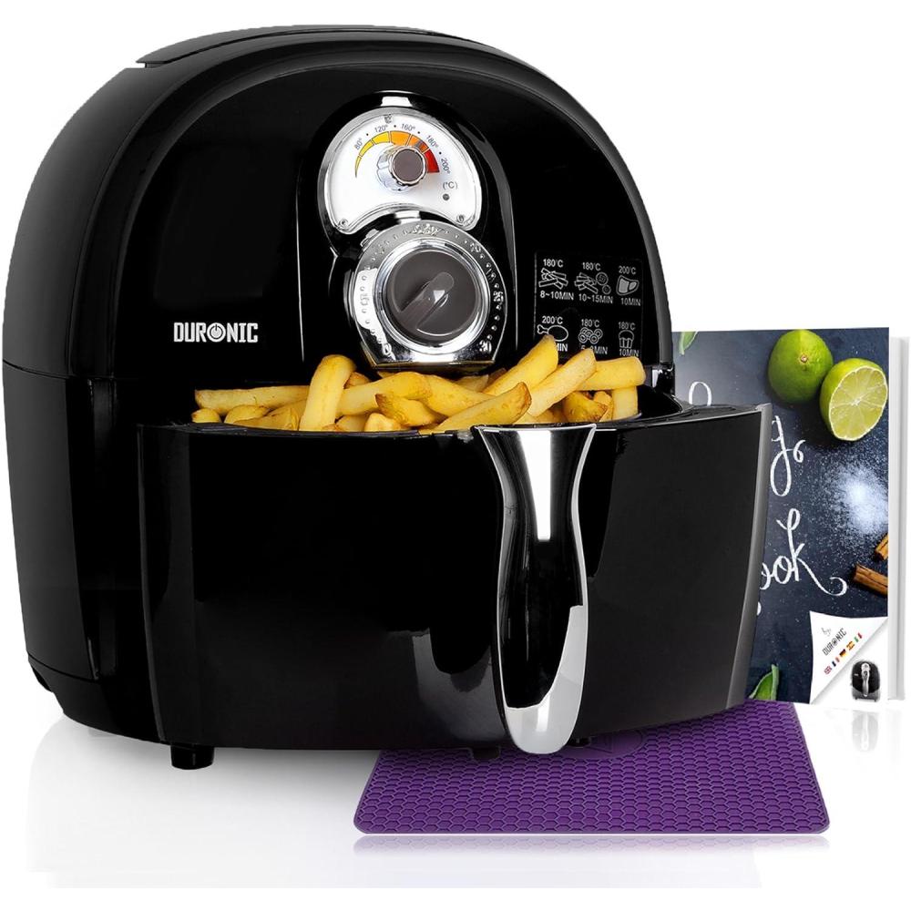 imageDuronic AF34 BK Set Friteuse Air avec 1 grand tiroir de 10L et 2 petits tiroirs de 5L inclus 10 Programmes de Cuisson Prrgls Sans huile Fonctions Sync Cook Sync FinishAf1bk