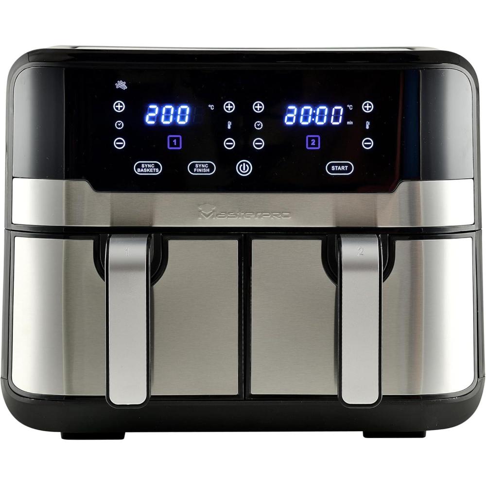 imageMasterPRO Rocket Duo 900 Friteuse sans Huile Noir Contenance 9 L et 2100 W Avec cran LED Tactile et Panier Antiadhsif Friteuse air 11 Fonctions en 1