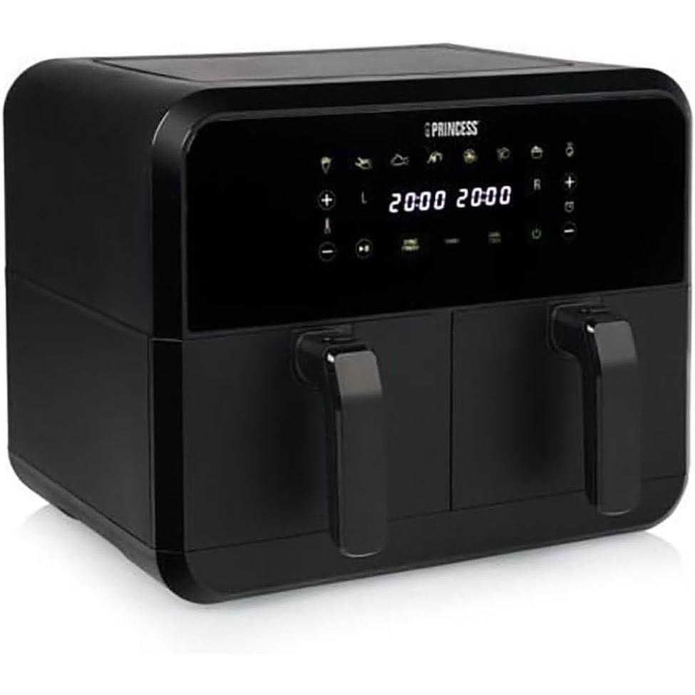 imagePrincess XXL friteuse sans huile double panier 11 L Sans BPA ni PFAS Fin de cuisson synchronise 8 programmes Hublot 2 400 W 1822762x4L