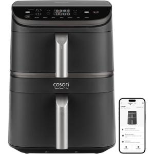 COSORI Air Fryer 10.8L Turbo Tower Pro,Friteuse sans huile avec 100% en Céramique, Double Stack, Dual Blaze&Turbo Blaze,3 Niveaux Cuisson,7 Fonctions de Cuisson,68% d’Économie d’Énergie,300+ Recettes(Céramique 10.8L avec Wifi)