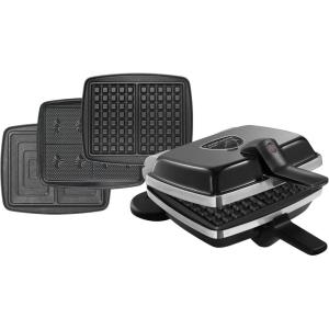 LAGRANGE – Super 2 antiadhésif noir avec jeu de plaques gaufres, gaufrettes et croque monsieur 1000W