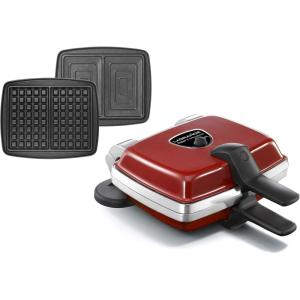 LAGRANGE Gaufrier Super2, 1000W, 2 jeux de plaques inclus (Gaufre & Croque-Monsieur), Fabriqué en France, Réversible sur son socle, Plaques amovibles, Multifonction, Nettoyage sans effort, 039452