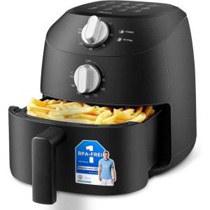 Midea Friteuse à Air Chaud 2L Compacte – 12 Programmes Air Fryer, 80-200°C, Panier Antiadhésif (Lavable), 1150W, Sans BPA – Idéal Petites Cuisines (Noir)(Noir Mat)