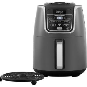 Ninja Air Fryer PRO Friteuse 4,7L, 1 tiroir, 4-en-1, sans huile, rôtir, réchauffer, déshydrater, cuire 1 à 2 portions, à partir de produits surgelés, tiroir, panier antiadhésifs, 2 000 W, Noir AF140EU(Gris/Polaire Ras du Cou)