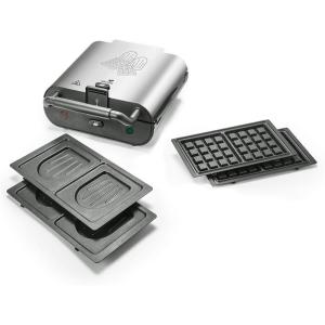 SENYA Appareil à gaufres et croque-monsieur, Gaufrier 3 en 1, Gaufres, Gaufrettes & Croques, 3 Plaques Interchangeables Antiadhésives, Rangement Vertical, Facile à Nettoyer(M)