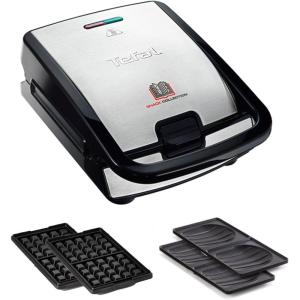 Tefal Croque gaufres et sandwiches, 2 jeux de plaques inclus, Rangement facile, Nettoyage facile, Indicateur de chauffe, revêtement antiadhésif, Snack Collection SW853D12(SW853D12)