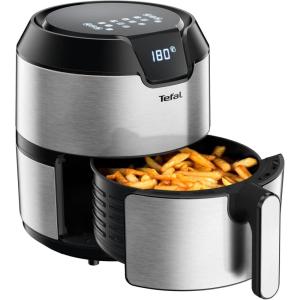 Tefal EY401D Easy Fry Deluxe Friteuse à Air Chaud, 1500 W, Capacité 4,2 l, XL avec 6 Programmes Automatiques, Écran Numérique, Minuterie, Frites pour 6 Portions, en Acier Inoxydable/Noir(Acier Inoxydable/Noir)