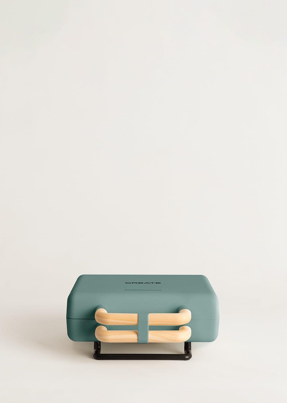 image:imageCREATESTONE STUDIOSandwichGrill et gaufrier quadruple vert sauge 3 plaques interchangeables Grill Gaufre et Sandwich revtement antiadhsif ouverture 180 4 tranches rtro 1600WVert Sauge