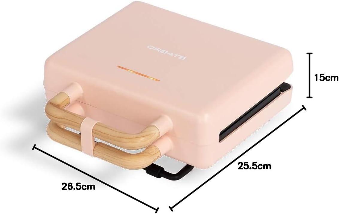 image:imageCREATESTONE STUDIOSandwichGrill et gaufrier quadruple vert sauge 3 plaques interchangeables Grill Gaufre et Sandwich revtement antiadhsif ouverture 180 4 tranches rtro 1600WRose Pastel