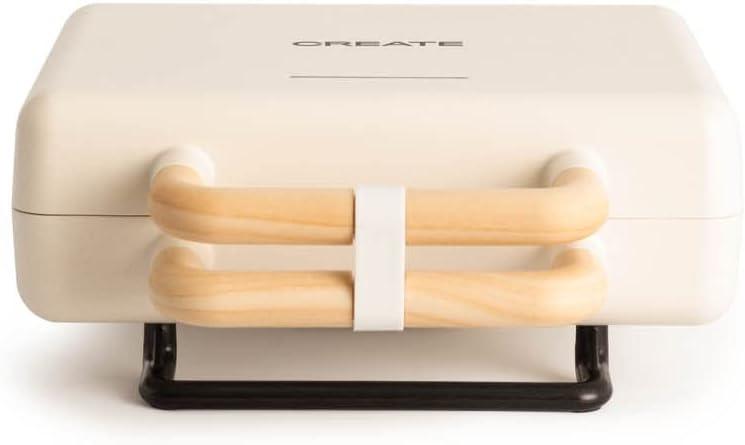 image:imageCREATESTONE STUDIOSandwichGrill et gaufrier quadruple vert sauge 3 plaques interchangeables Grill Gaufre et Sandwich revtement antiadhsif ouverture 180 4 tranches rtro 1600WBlanc Cass