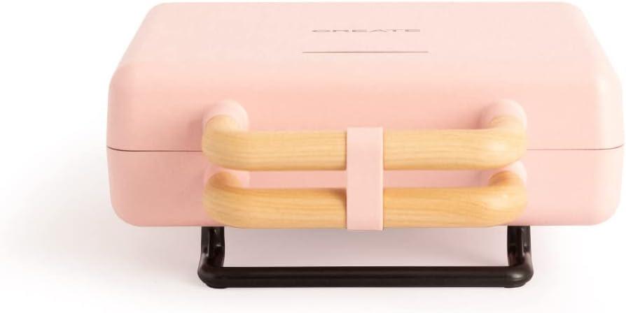 image:imageCREATESTONE STUDIOSandwichGrill et gaufrier quadruple vert sauge 3 plaques interchangeables Grill Gaufre et Sandwich revtement antiadhsif ouverture 180 4 tranches rtro 1600WRose Pastel
