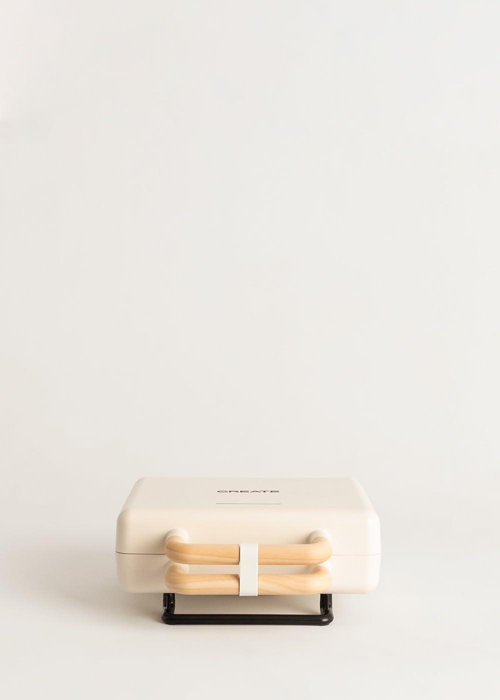 image:imageCREATESTONE STUDIOSandwichGrill et gaufrier quadruple vert sauge 3 plaques interchangeables Grill Gaufre et Sandwich revtement antiadhsif ouverture 180 4 tranches rtro 1600WBlanc Cass
