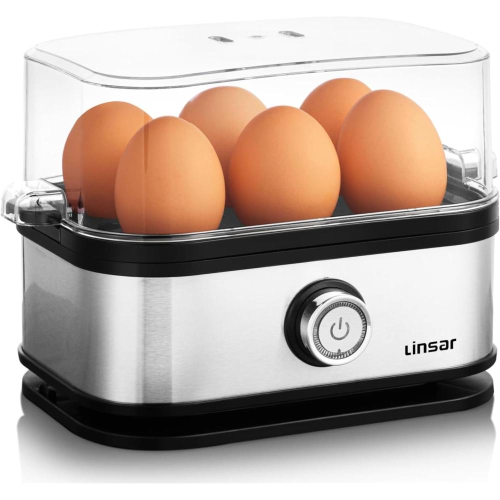imageCuisinier doeufs 6 oeufs duret slectionnable molle moyenne dure En acier inoxydable Incl bol doseur avec casseoeufs Lavable au lavevaisselle 400 Watt