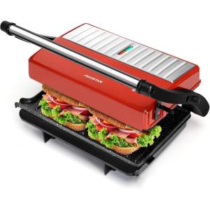 Aigostar gaufrier 3 en 1 : Presse à Paninis et appareil à sandwichs avec 3 Plaques Antiadhésives et Interchangeables, Thermostat Automatique, Grande puissance de 750W(Grill Électrique/Appareil à Paninis)