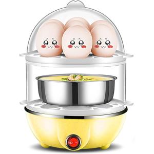 Pssopp 350W 2 Couches 14 Oeufs Capacité Cuiseur à Oeufs Électrique Rapide Oeuf Cuiseur Arrêt Automatique, Oeuf Cuiseur pour Oeufs Durs Cuiseurs à OeufsAppareils Spécialisés (Double Couche Jaune)(Double Couche Jaune)