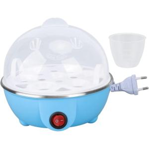 7 Cuiseur à Œufs en Acier Inoxydable Mise Hors Tension Automatique – Outil de Petit-Déjeuner Essentiel pour la Maison (Bleu)(Bleu)