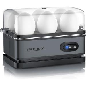 arendo – Cuiseur à œufs avec Fonction Maintien au Chaud – 1 à 6 œufs – Dur, Mollet ou à la Coque – Indicateur Lumineux – Verre doseur avec Perce-œufs – 400 W – Base Anti-dérapante – Cool Grey(B: Cool Grey)